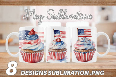 Mug Wrap Cupcake 4th of July Sublimation artnoy 