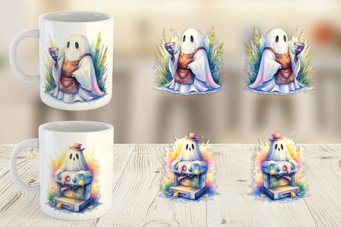 Mug Wrap Cute Barista Coffee Ghost Sublimation artnoy 