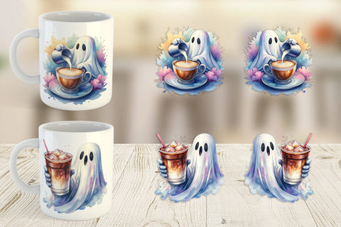 Mug Wrap Cute Barista Coffee Ghost Sublimation artnoy 