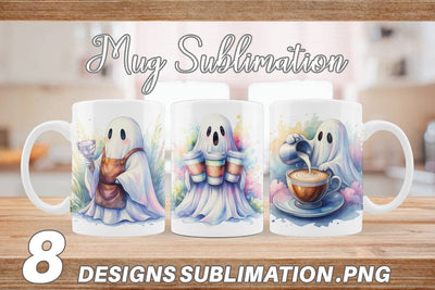 Mug Wrap Cute Barista Coffee Ghost Sublimation artnoy 