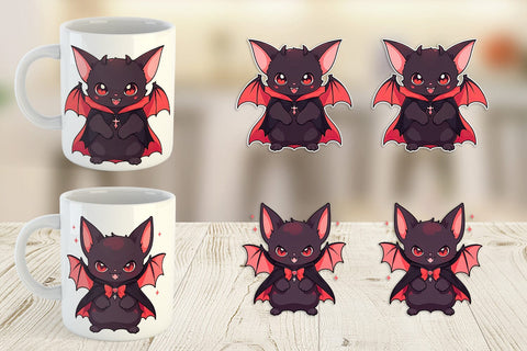 Mug Wrap Cute Bat Halloween Sublimation artnoy 