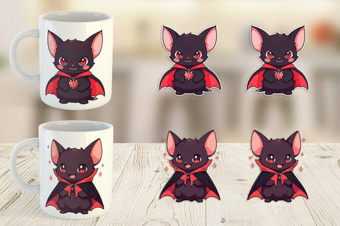 Mug Wrap Cute Bat Halloween Sublimation artnoy 