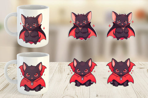Mug Wrap Cute Bat Halloween Sublimation artnoy 