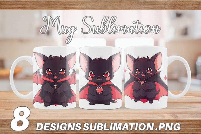 Mug Wrap Cute Bat Halloween Sublimation artnoy 