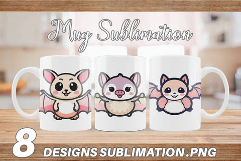 Mug Wrap Cute Bat Sublimation artnoy 