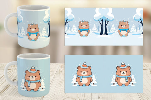Mug Wrap Cute Bear Winter Sublimation artnoy 