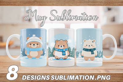 Mug Wrap Cute Bear Winter Sublimation artnoy 