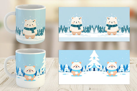 Mug Wrap Cute Bear Winter Sublimation artnoy 
