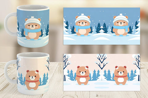 Mug Wrap Cute Bear Winter Sublimation artnoy 