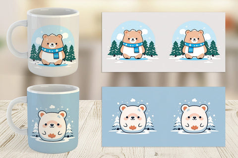 Mug Wrap Cute Bear Winter Sublimation artnoy 