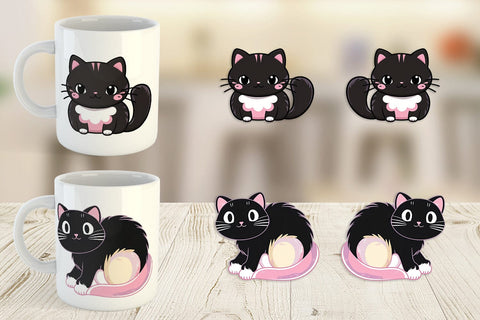 Mug Wrap Cute Black Cat Sublimation artnoy 