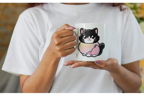 Mug Wrap Cute Black Cat Sublimation artnoy 