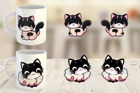 Mug Wrap Cute Black Cat Sublimation artnoy 
