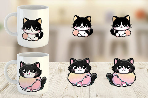 Mug Wrap Cute Black Cat Sublimation artnoy 