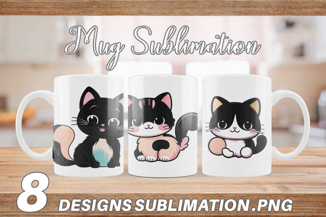 Mug Wrap Cute Black Cat Sublimation artnoy 