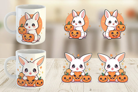 Mug Wrap Cute Bunny Halloween Sublimation artnoy 