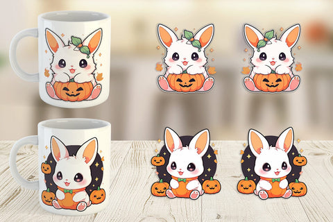 Mug Wrap Cute Bunny Halloween Sublimation artnoy 