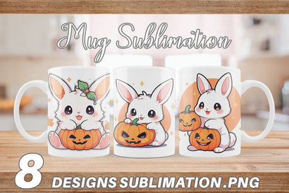 Mug Wrap Cute Bunny Halloween Sublimation artnoy 