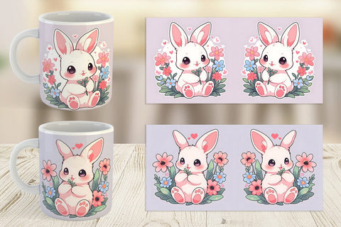 Mug Wrap Cute Bunny Illustration Sublimation artnoy 