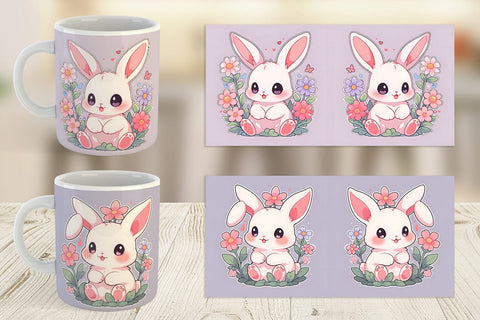 Mug Wrap Cute Bunny Illustration Sublimation artnoy 