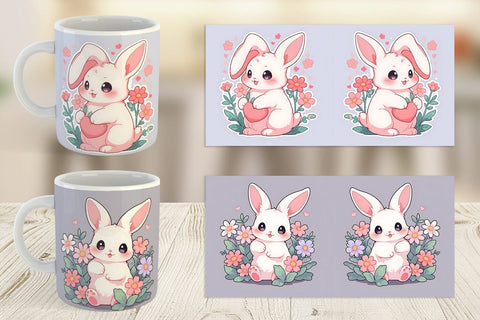 Mug Wrap Cute Bunny Illustration Sublimation artnoy 