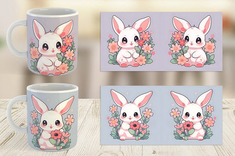 Mug Wrap Cute Bunny Illustration Sublimation artnoy 