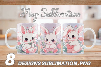 Mug Wrap Cute Bunny Illustration Sublimation artnoy 