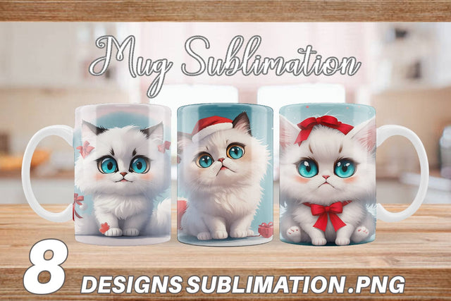 Mug Wrap Cute Cat Christmas Sublimation artnoy 