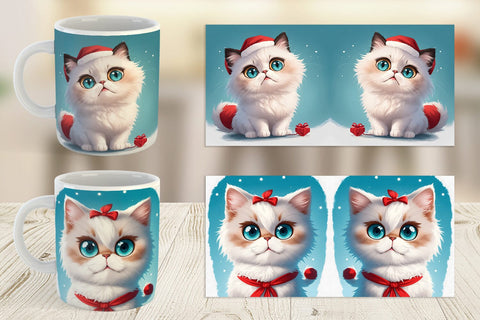 Mug Wrap Cute Cat Christmas Sublimation artnoy 