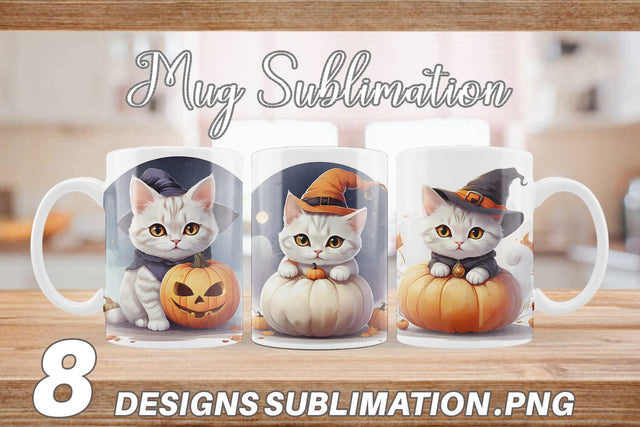 Mug Wrap Cute Cat Halloween Sublimation artnoy 