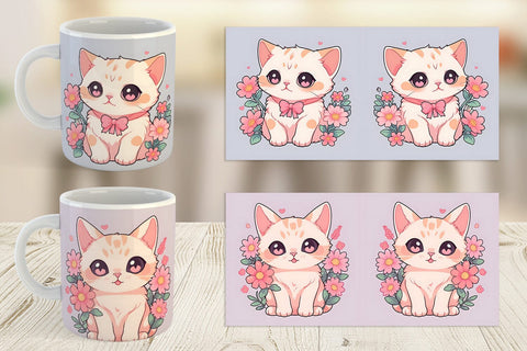 Mug Wrap Cute Cat Illustration Sublimation artnoy 
