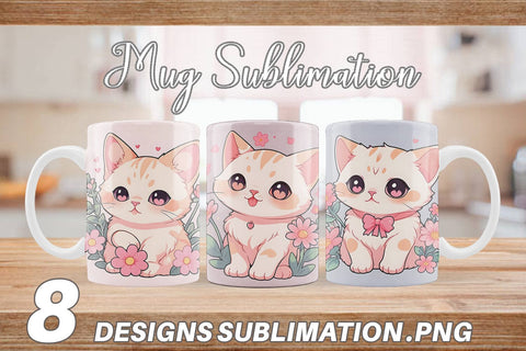 Mug Wrap Cute Cat Illustration Sublimation artnoy 