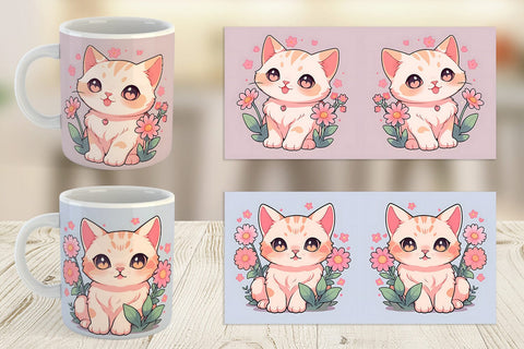 Mug Wrap Cute Cat Illustration Sublimation artnoy 