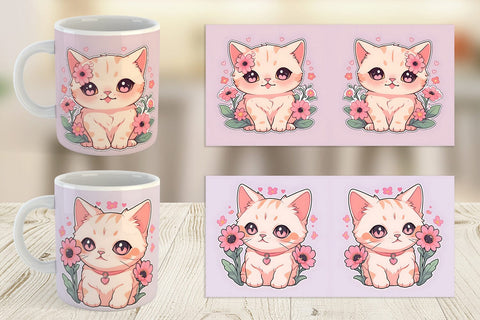 Mug Wrap Cute Cat Illustration Sublimation artnoy 