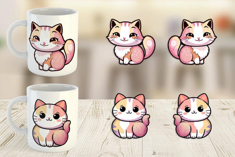 Mug Wrap Cute Cat Pastel Sublimation artnoy 