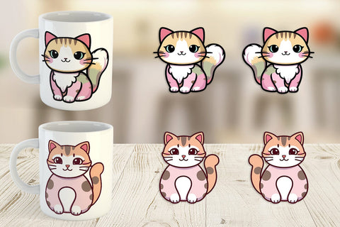 Mug Wrap Cute Cat Pastel Sublimation artnoy 