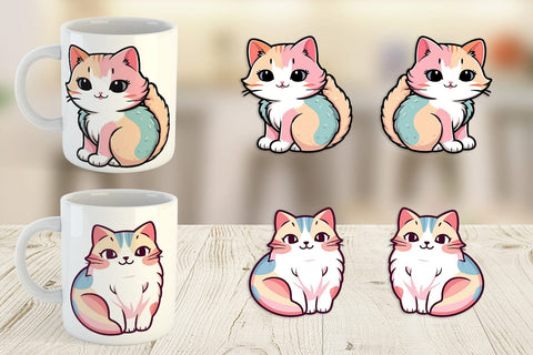 Mug Wrap Cute Cat Pastel Sublimation artnoy 