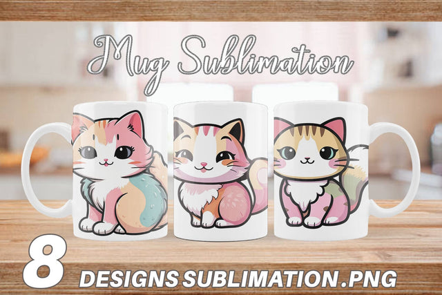 Mug Wrap Cute Cat Pastel Sublimation artnoy 