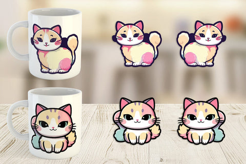 Mug Wrap Cute Cat Pastel Sublimation artnoy 