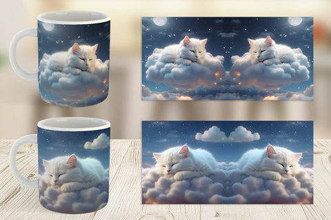 Mug Wrap Cute Cat Sleeping Sublimation artnoy 