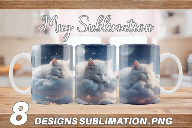 Mug Wrap Cute Cat Sleeping Sublimation artnoy 