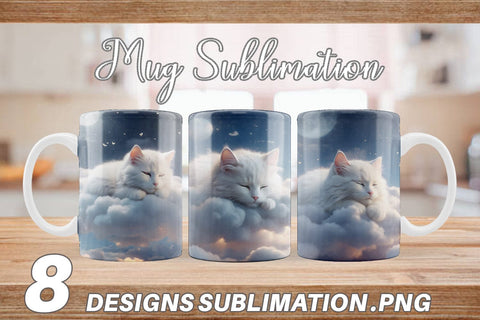 Mug Wrap Cute Cat Sleeping Sublimation artnoy 