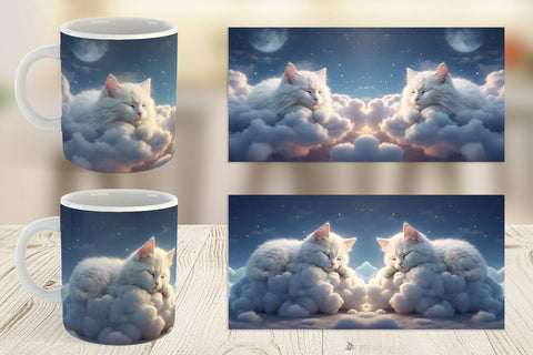 Mug Wrap Cute Cat Sleeping Sublimation artnoy 