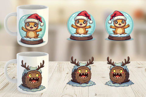 Mug Wrap Cute Christmas Characters Sublimation artnoy 