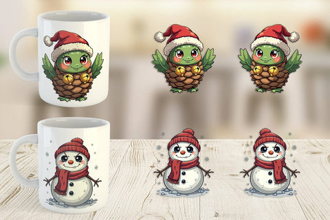 Mug Wrap Cute Christmas Characters Sublimation artnoy 