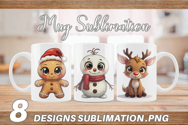 Mug Wrap Cute Christmas Creatures Sublimation artnoy 