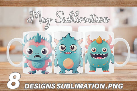 Mug Wrap Cute Classic Monster Sublimation artnoy 