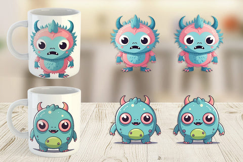 Mug Wrap Cute Classic Monster Sublimation artnoy 