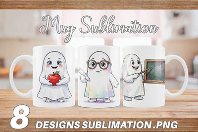 Mug Wrap Cute Classroom Teacher Ghost Sublimation artnoy 