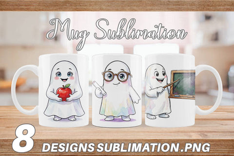 Mug Wrap Cute Classroom Teacher Ghost Sublimation artnoy 